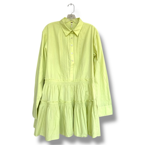 Free People Billie Mini Dress Lime Glo Green Size Medium - Picture 2 of 12